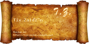 Tix Zalán névjegykártya